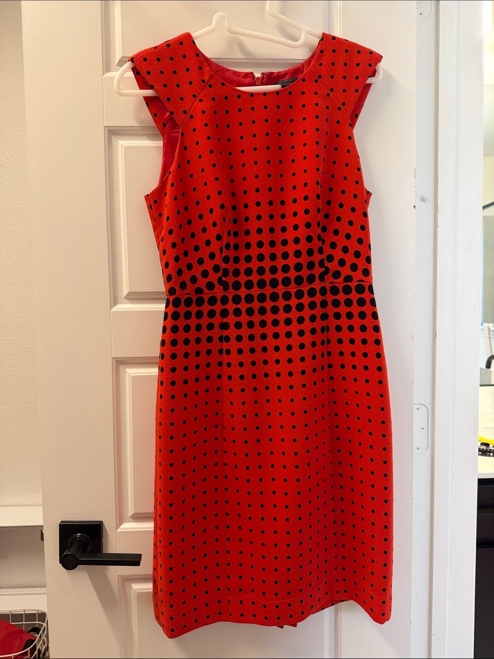 J Crew Red Polka Dot Sleeveless Sheath Dress, Sz 0